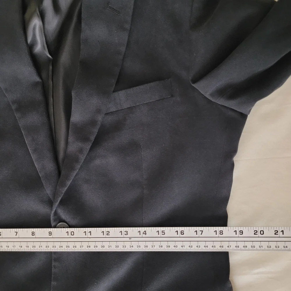 40R Via Europa For Macy's Mens‎ Charcoal Black Sueded Blazer